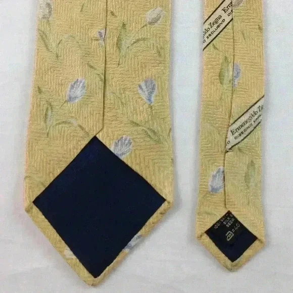 Ermenegildo Zegna Yellow Multi-Color Silk 57"x3.5" - Picture 3 of 4
